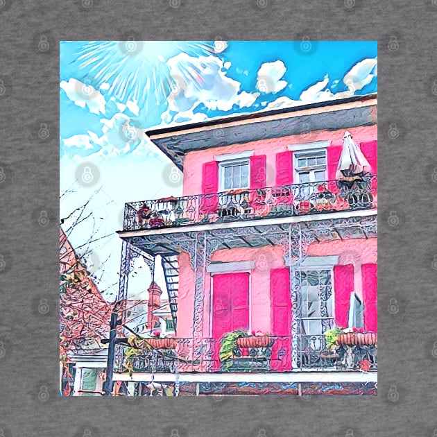 Watercolor Pink New Orleans French Quarter Nola Home by Little Shop of Nola
